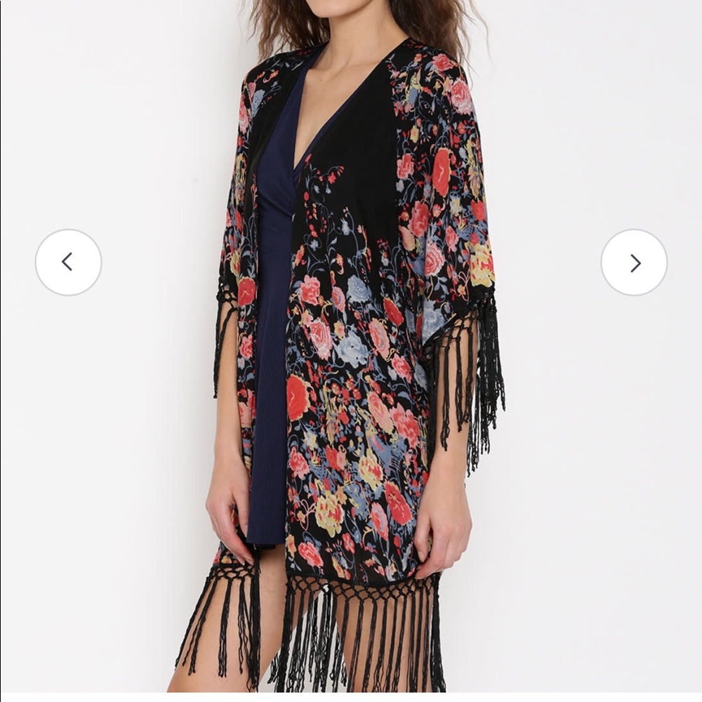 Floral Fringe Kimono